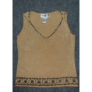 Joseph A. tank top knit beaded gold metallic 1990s Size Large